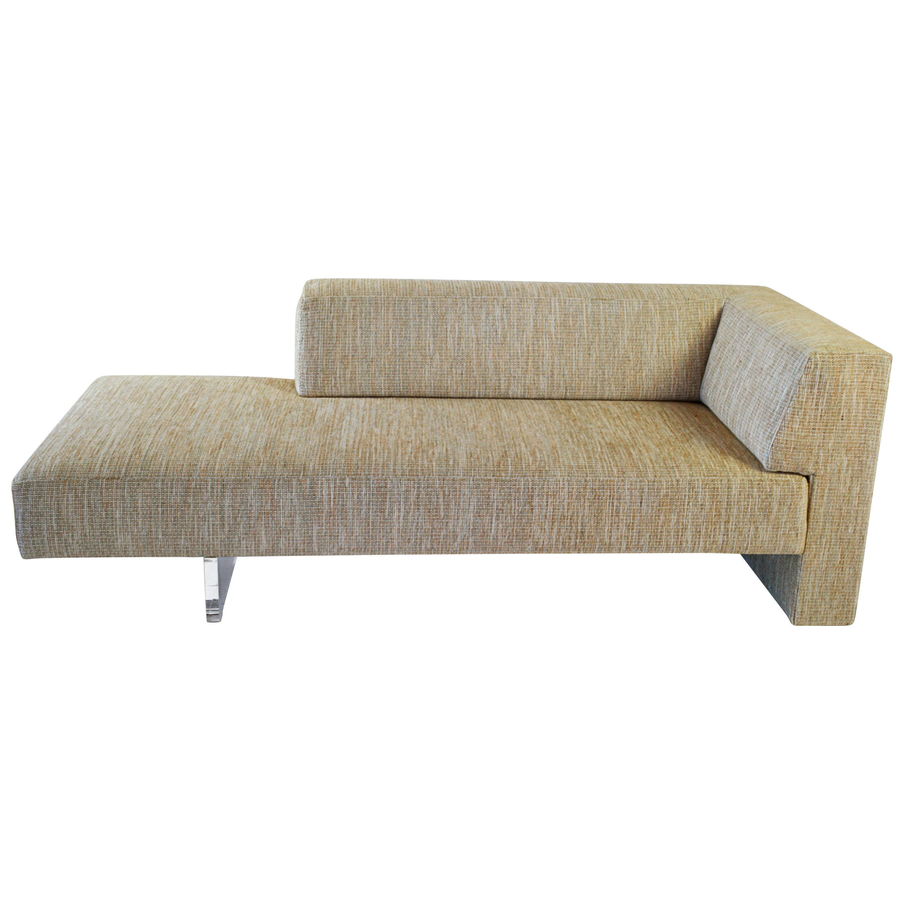 Vladimir Kagan Omnibus I One Arm Loveseat in Upholstered Seat with Lucite Base