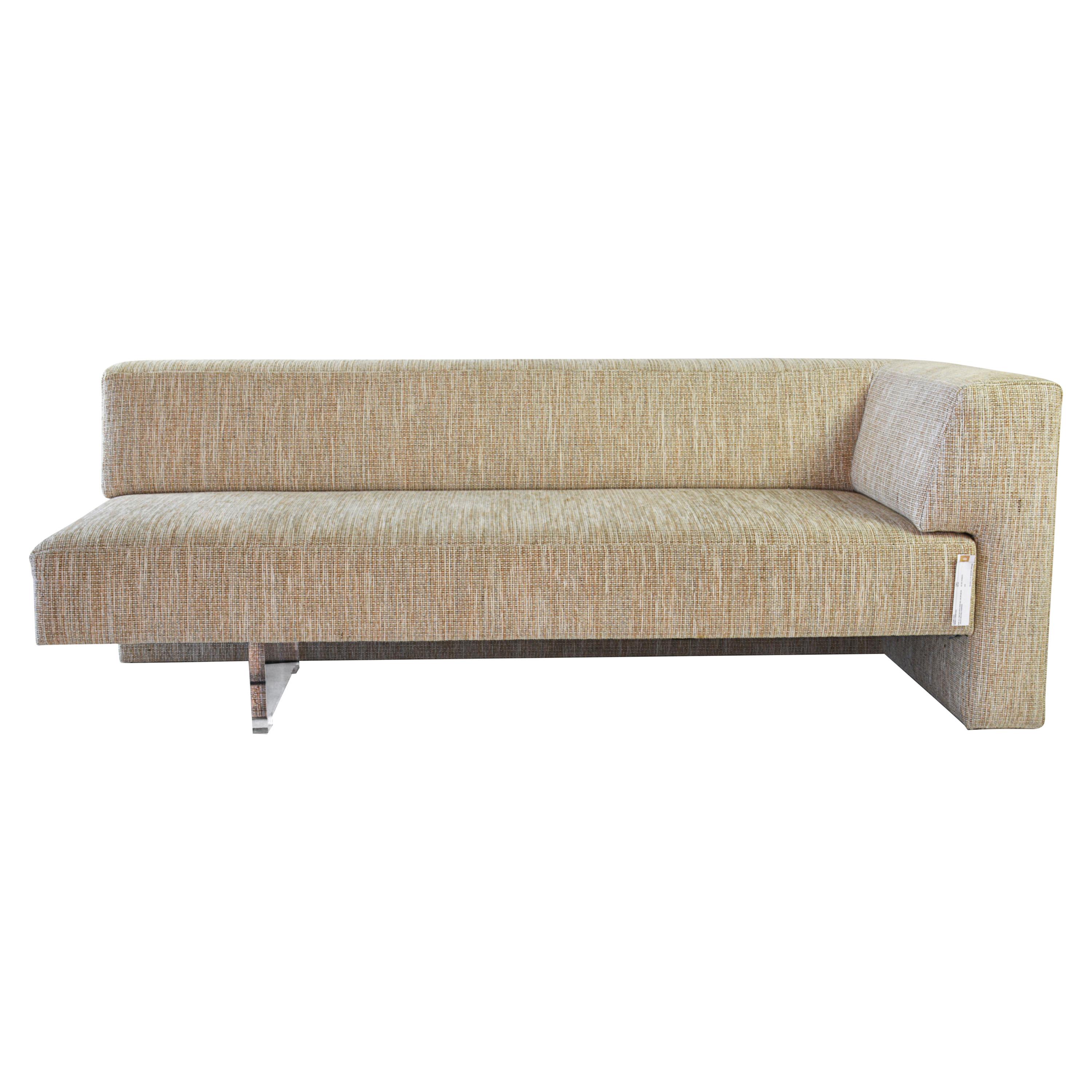 Vladimir Kagan Omnibus I One Arm Sofa in Upholstered Seat with Lucite Base