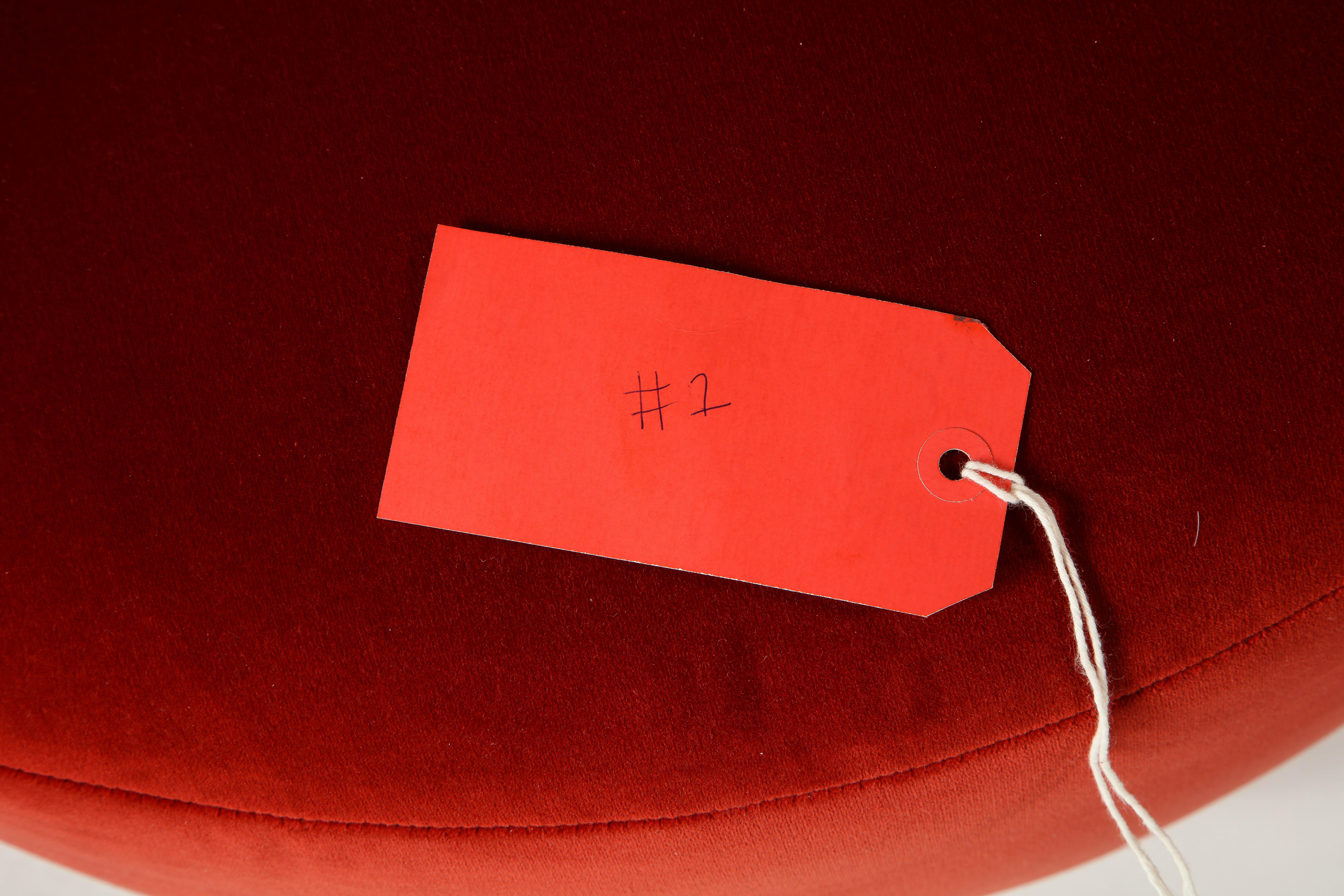 Vladimir Kagan Wysiwyg Chair with Red Upholstery & Natural Walnut Swivel Base 9