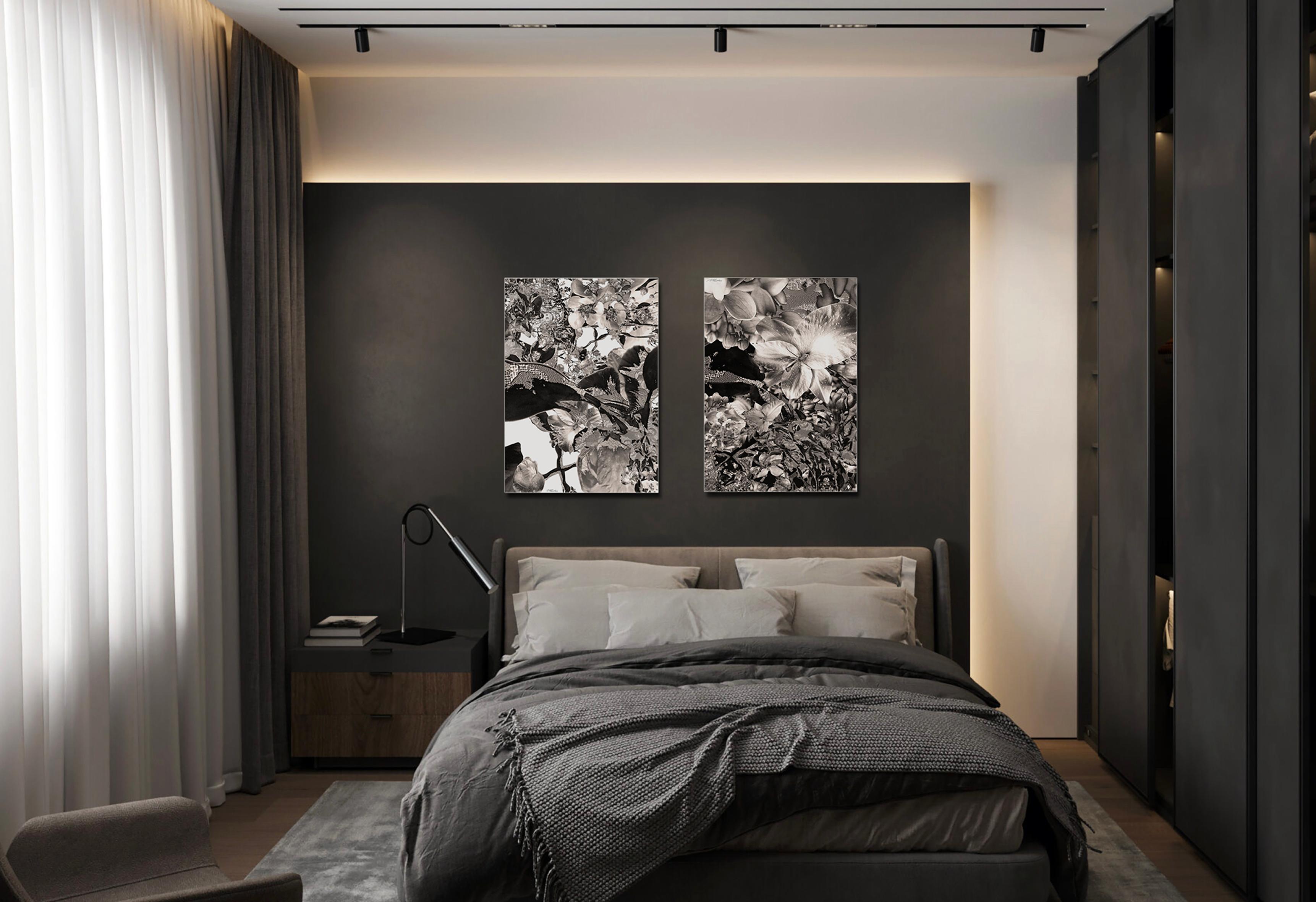 Limited Edition Sublimation Print on Silk - 1st from the Diptych - Flowers - Contemporary Mixed Media Art by Vladas Orzekauskas