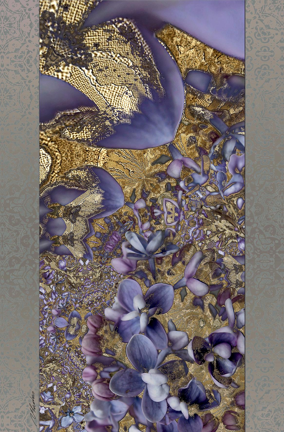 Impression sublimation en édition limitée sur soie - Triptyque - Lilas - Contemporain Print par Vladas Orzekauskas