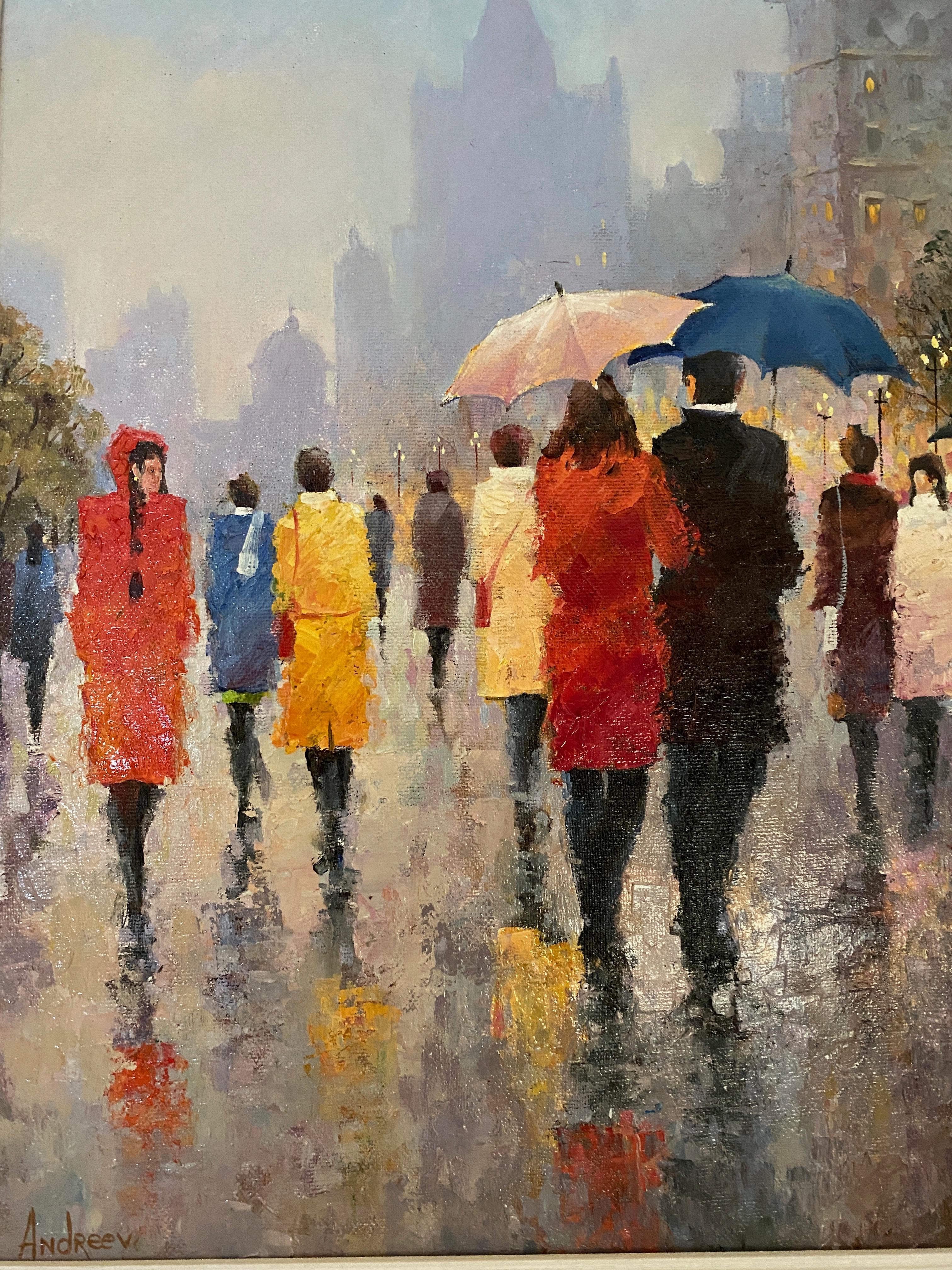 rainy street scene painting