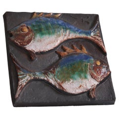 Vladimír David for Jihokera Bechyně Zodiac Studio Pottery Tile Fish / Pisces