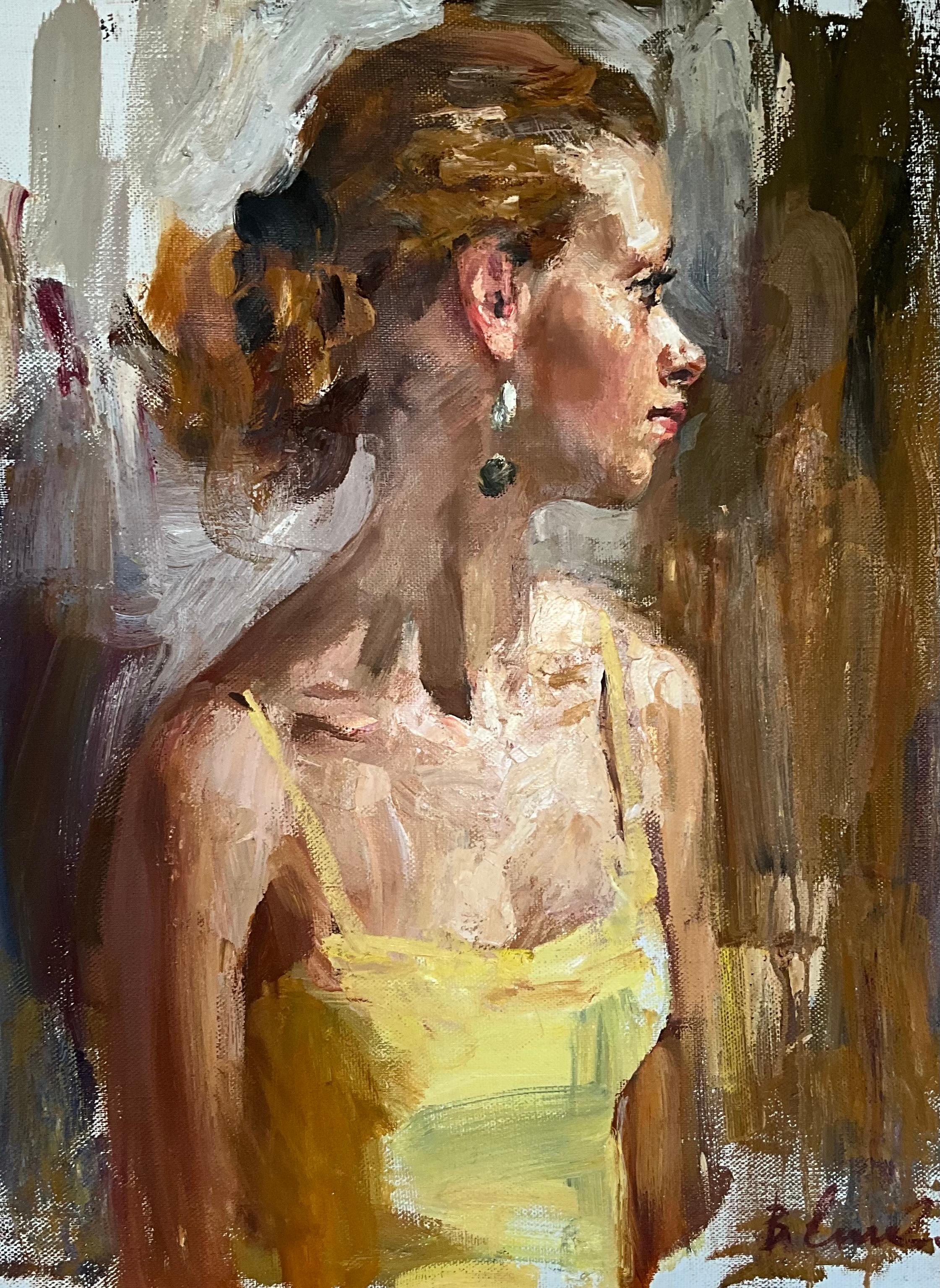 The primrose yellow dress  Vladimir Ezhakov. contemporary Russian Artist  For Sale 5