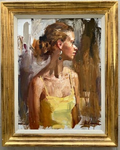 Das primrose gelbe Kleid  Vladimir Ezhakov. zeitgenössischer russischer Künstler 