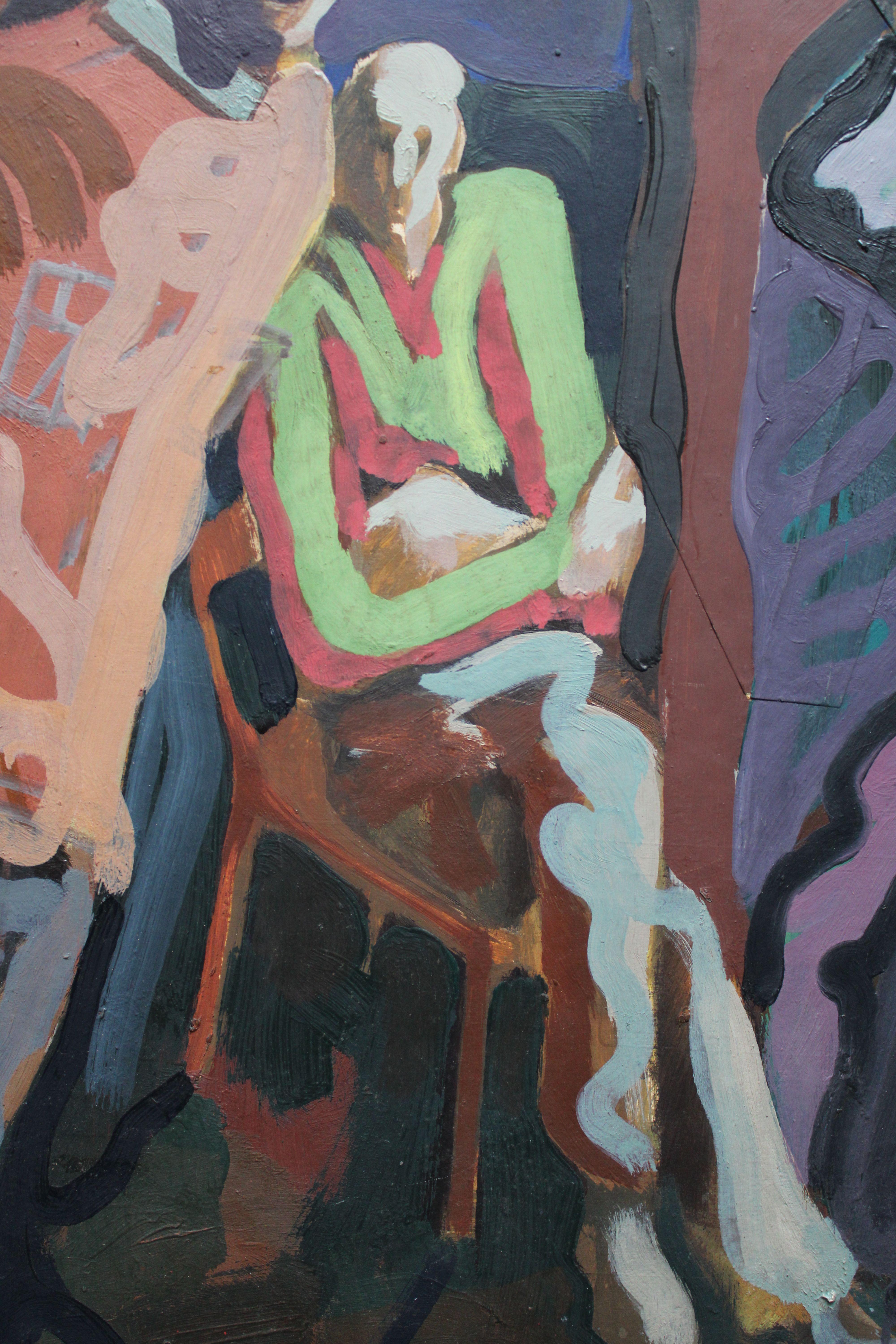 In giardino. 1970 Cartone, tempera, 59x59 cm in vendita 1