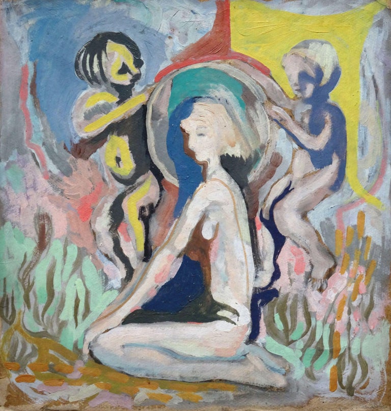 Vladimir Glushenkov  Abstract Painting - Mom. Cardboard, oil, double sided, 50x48 cm