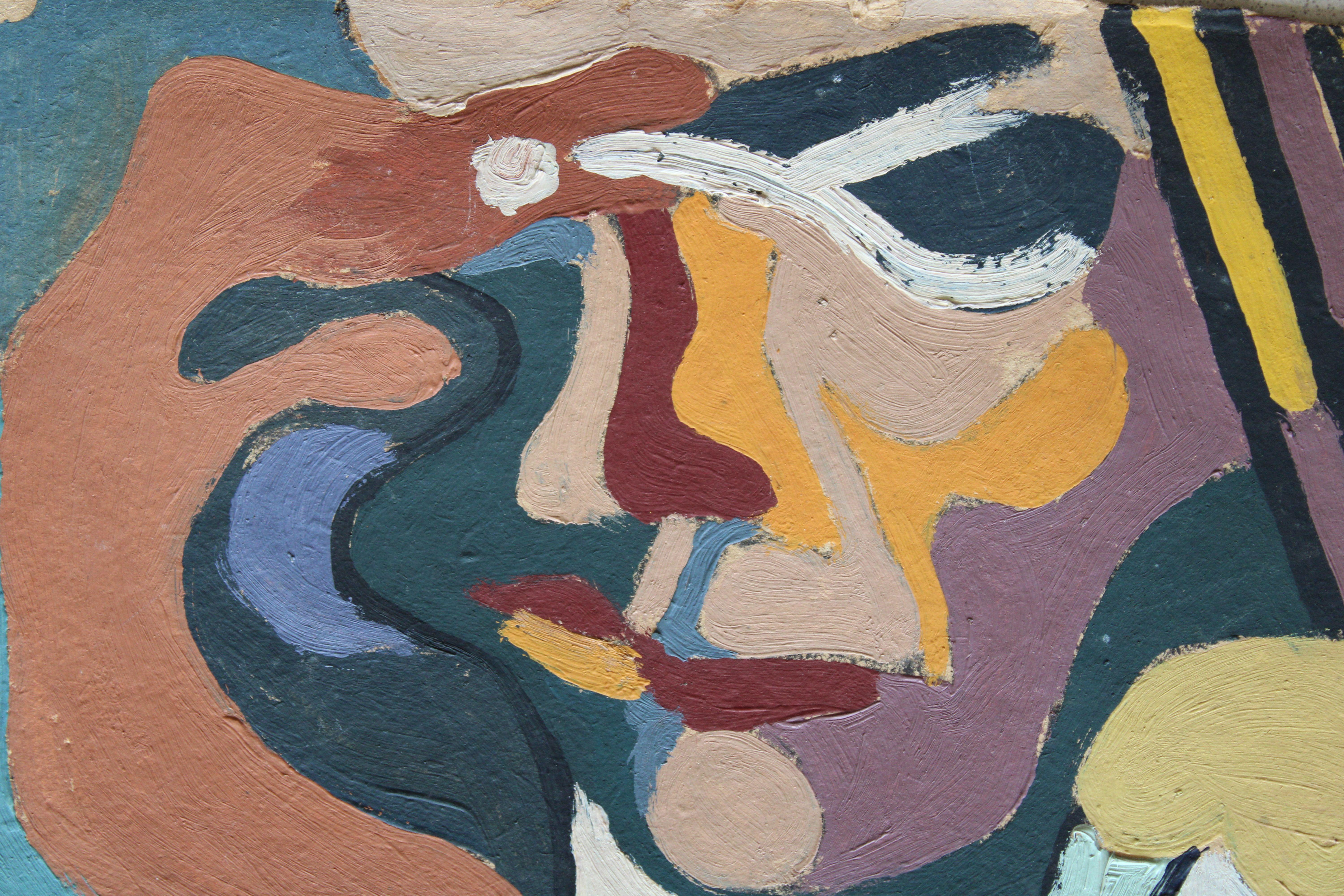 Viso solare. Bilaterale. Cartone, tempera, 53x35,5 cm - Portrait Painting Marrone di Vladimir Glushenkov 
