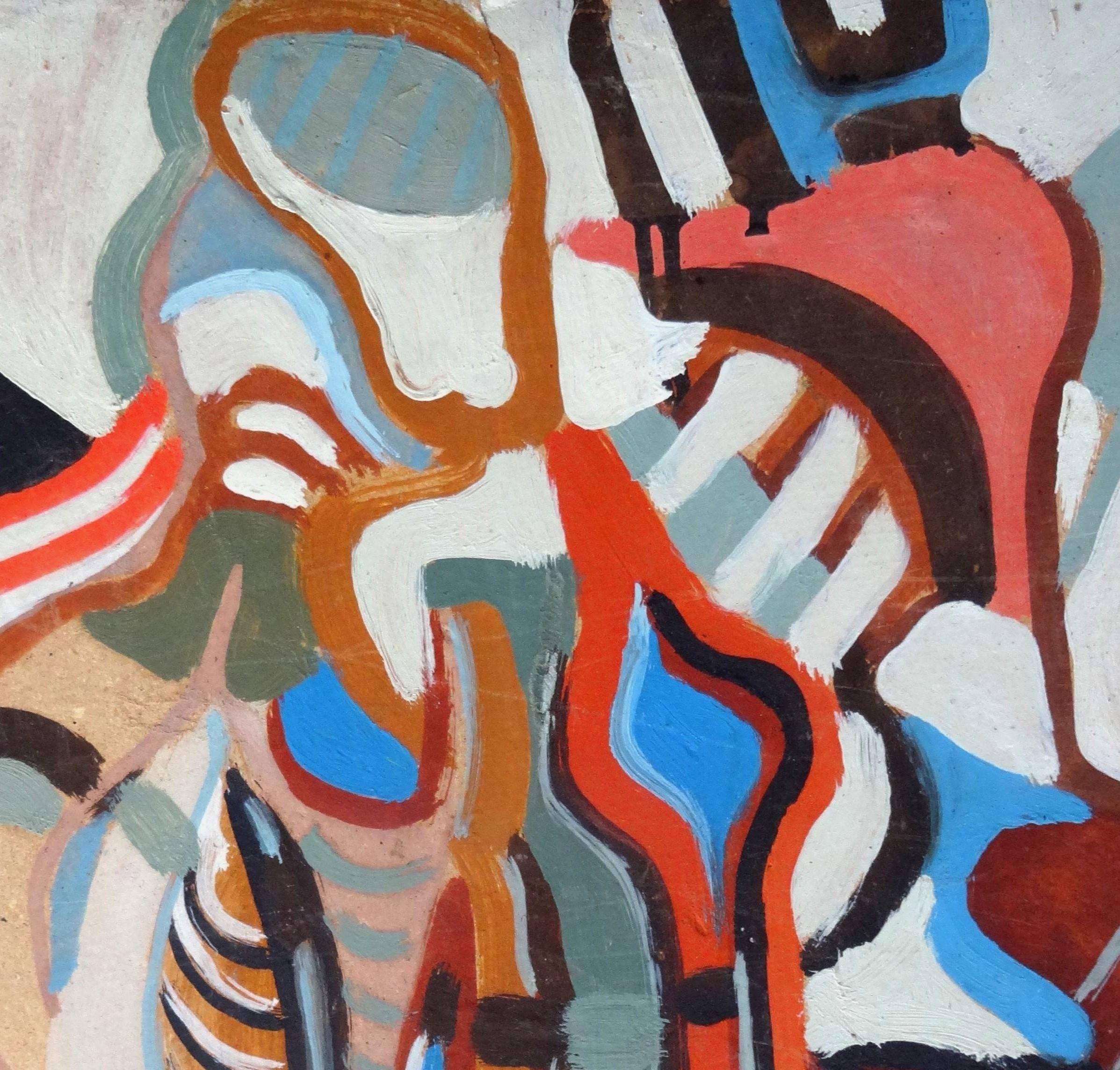 Due. 1990. Cartone, tempera, 56x47 cm - Painting di Vladimir Glushenkov 