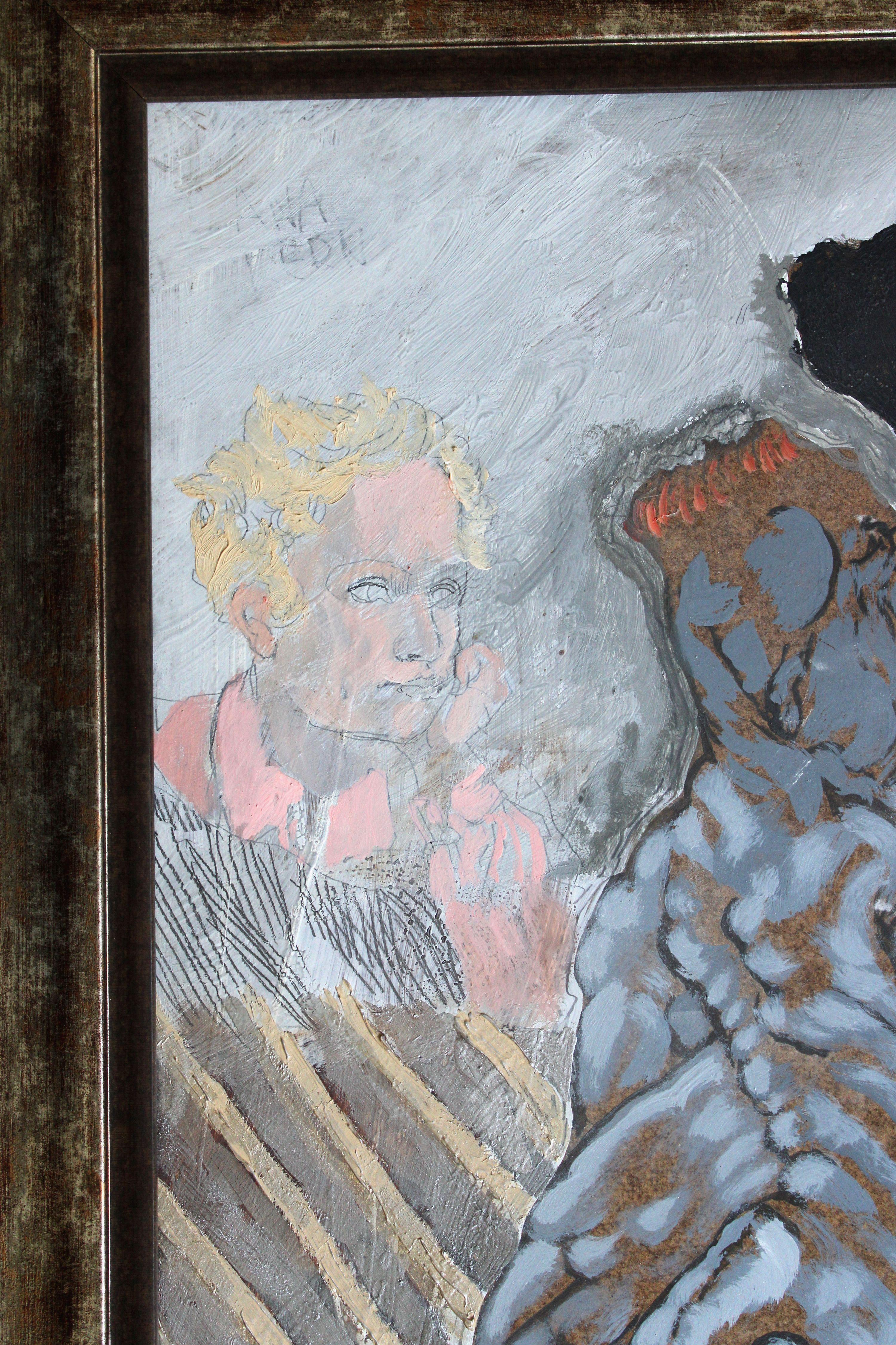 Zemfira untreu (Grau), Figurative Painting, von Vladimir Glushenkov 