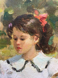 Raising happy chickens, post impressionist oil painting