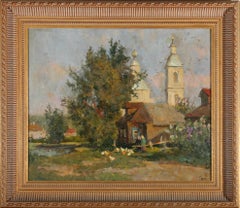 Vladimir Gusev (b. 1957) - Russian School Contemporary Oil, Little Village