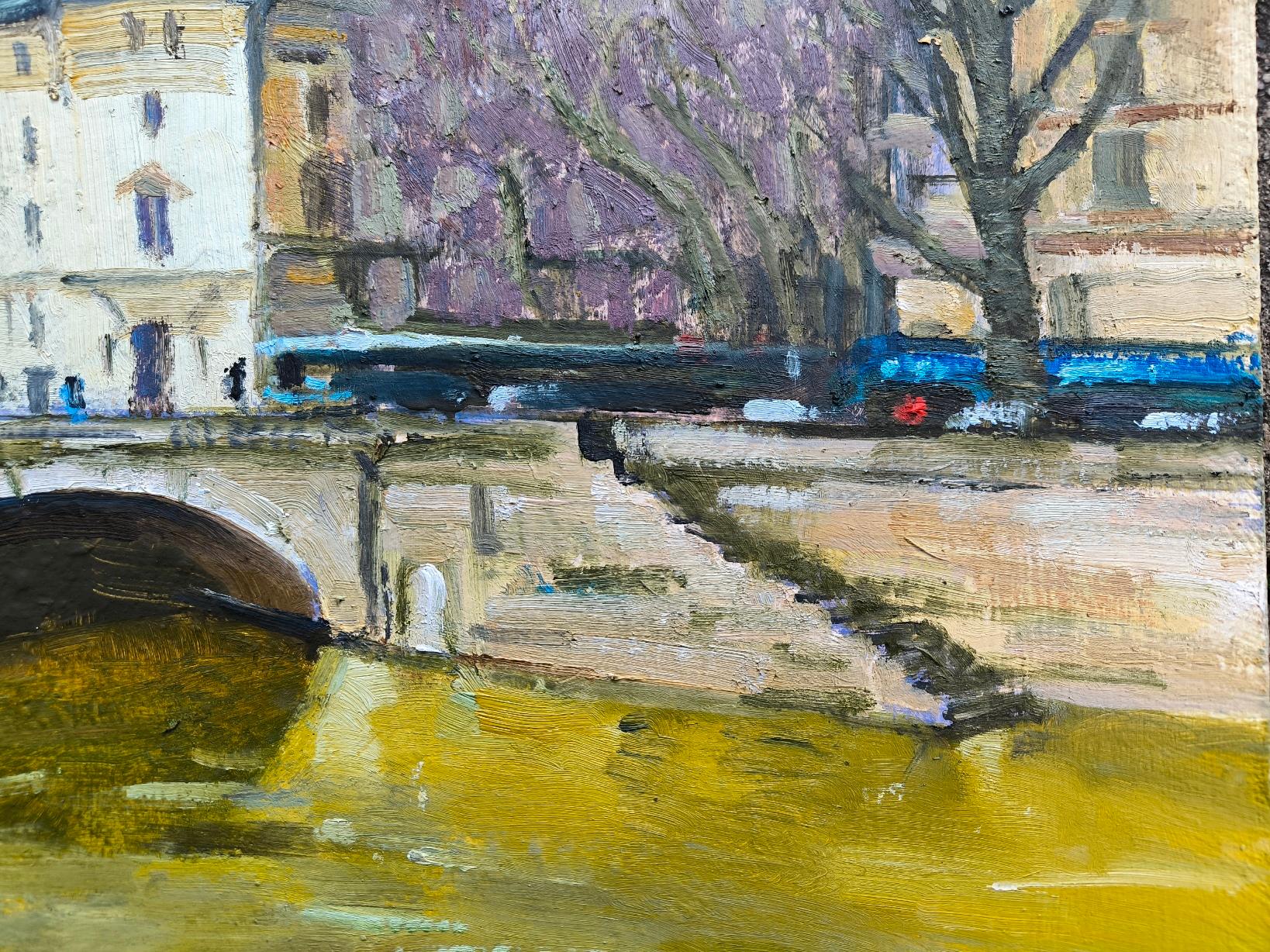 Bridge on the Seine - Realist Painting by Vladimir Ilibayev 
