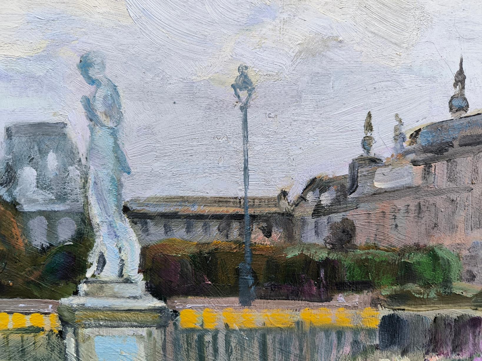 Nel parco delle Tuileries. - Painting Realismo di Vladimir Ilibayev 