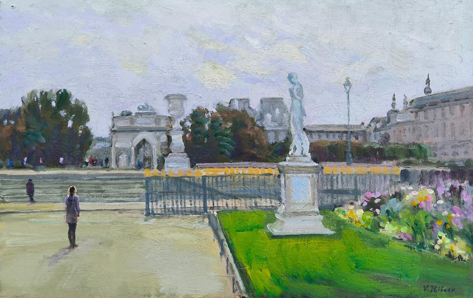 Landscape Painting di Vladimir Ilibayev  - Nel parco delle Tuileries.