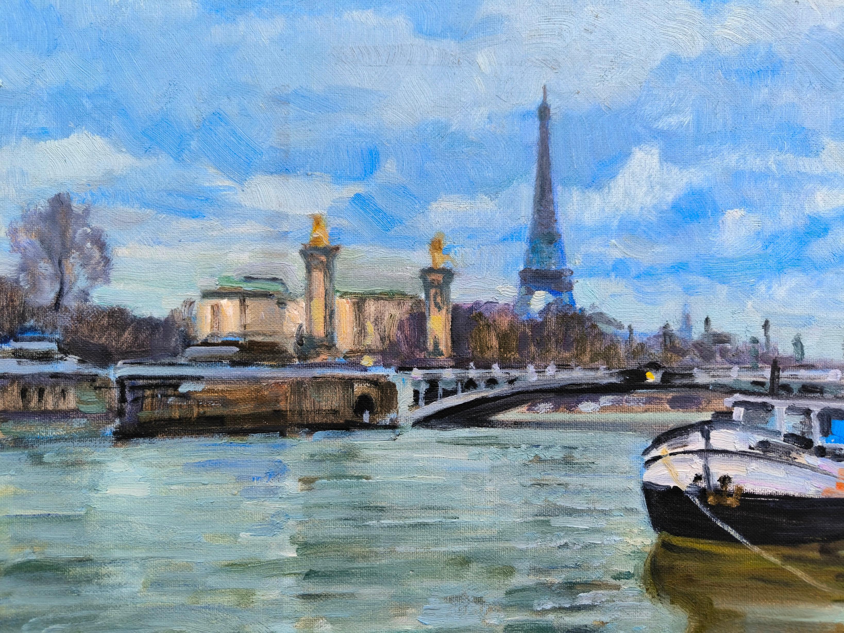 Cerca del Puente Alejandro.  lienzo/cartón/óleo, 50 x 61 cm, 2025 - Painting de Vladimir Ilibayev 