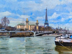 Près du pont d'Alexander.  toile/carton/huile, 50 x 61 cm, 2025