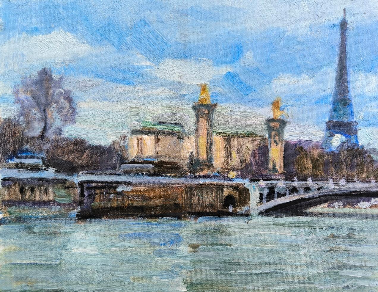 Cerca del Puente Alejandro.  lienzo/cartón/óleo, 50 x 61 cm, 2025 - Painting Realista de Vladimir Ilibayev 