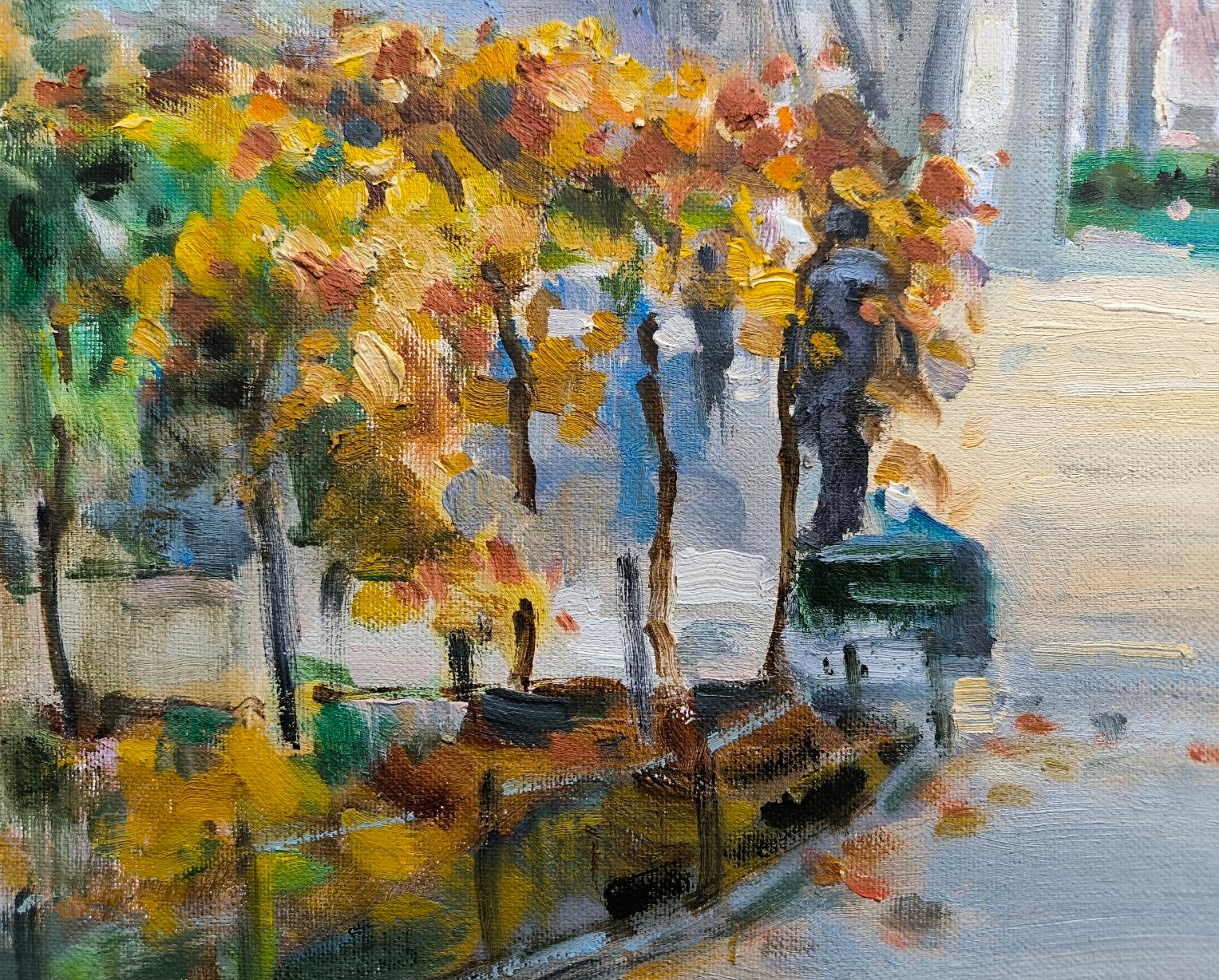 Parco a Parigi. - Landscape Painting Grigio di Vladimir Ilibayev 