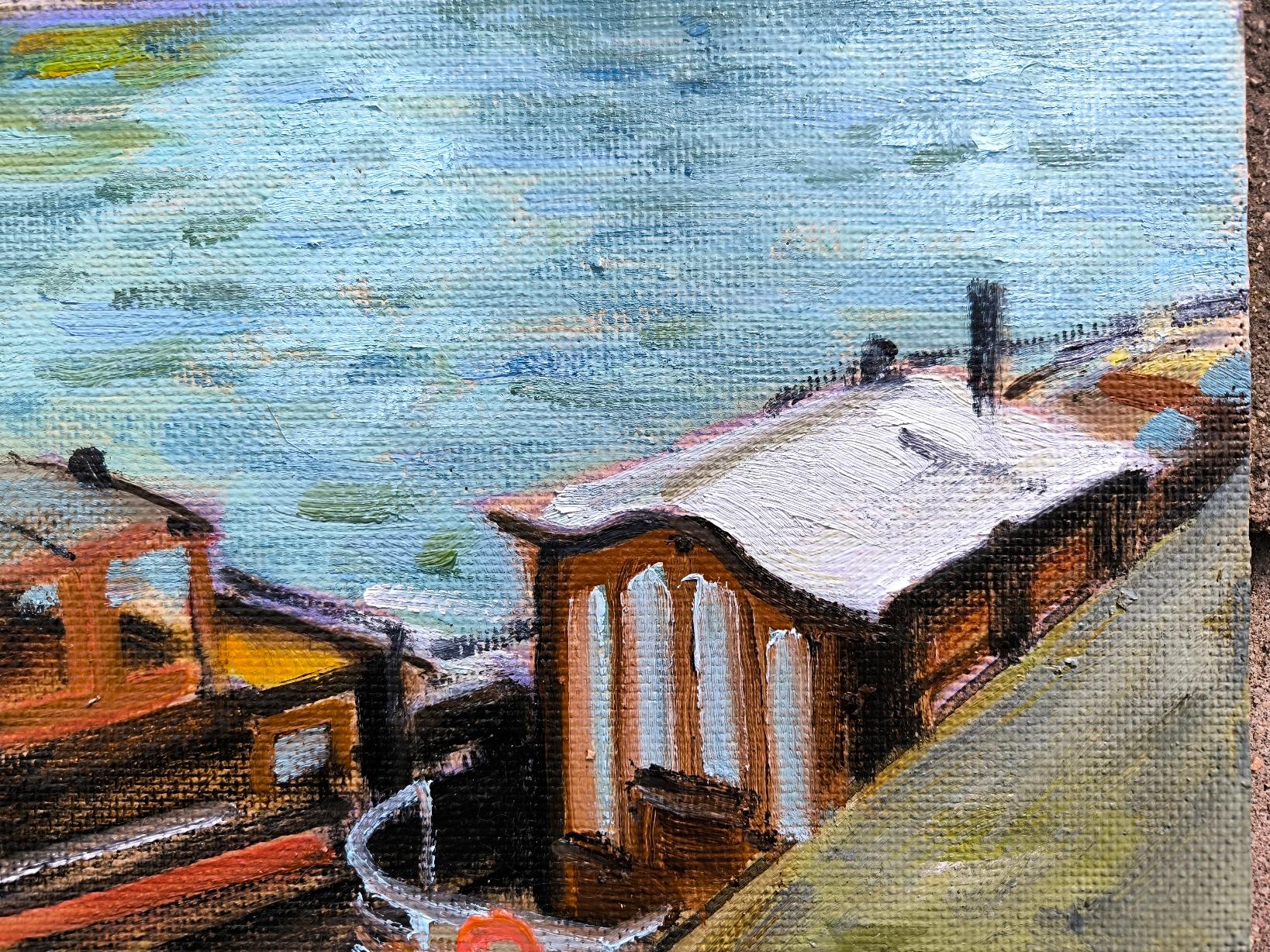 Schiffe auf der Seine-Seine (Grau), Landscape Painting, von Vladimir Ilibayev 