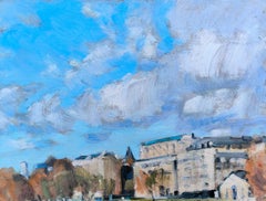 Spring in Paris. Karton/Öl, 47 x 59 cm, 2025, Frühling in Paris