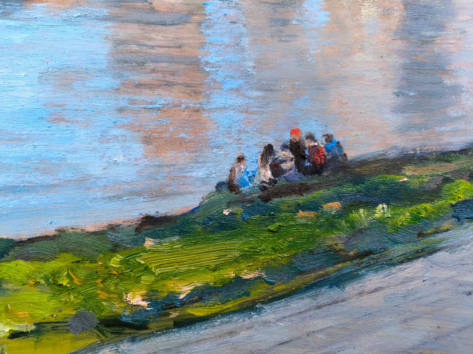 Spring in Paris. Karton/Öl, 47 x 59 cm, 2025, Frühling in Paris (Blau), Landscape Painting, von Vladimir Ilibayev 