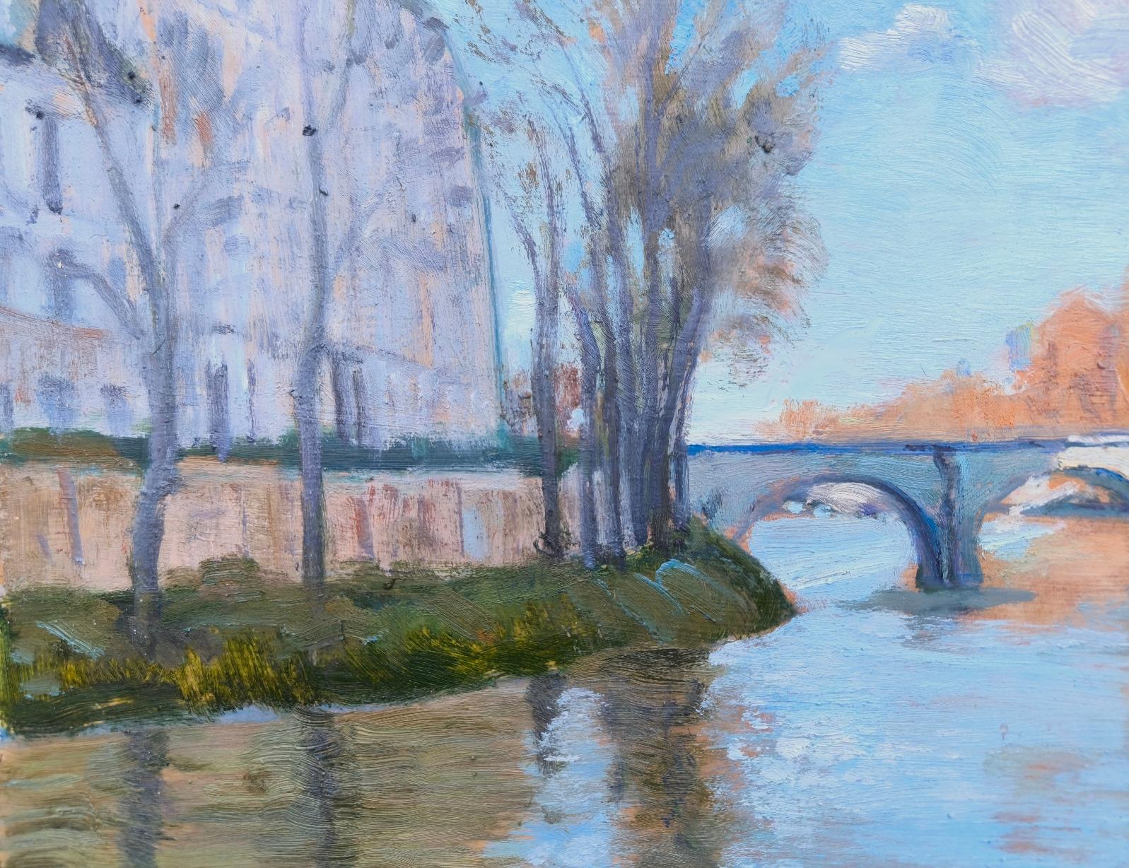 Spring in Paris. Karton/Öl, 47 x 59 cm, 2025, Frühling in Paris im Angebot 1