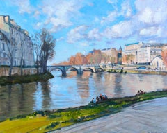Spring in Paris.cardboard/ oil, 47 x 59 cm, 2025