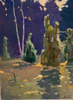 "Autumn fairy tale, Forest of the fairies" Oil cm. 33 x 45 1953