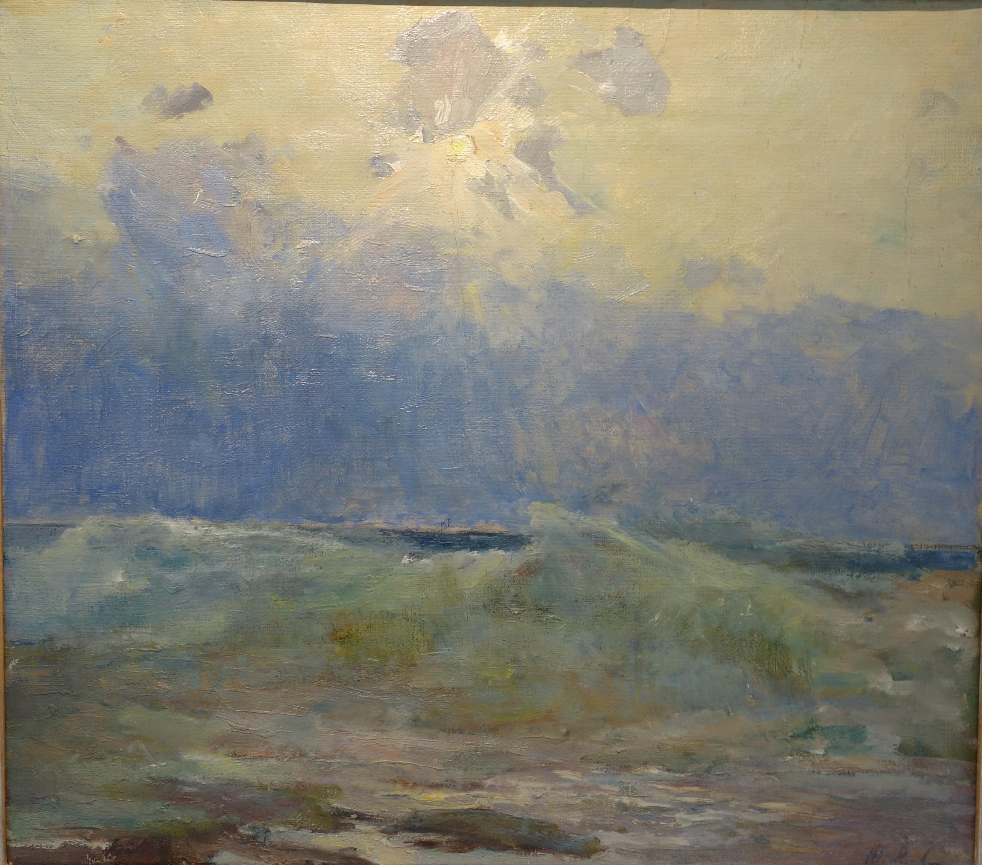 Sea, Waves  Oil  cm. 64 x 54 Light blue, Offer Free Shipping - Painting by Vladimir Joukov