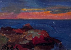 "Tramonto" olio su tela cm. q8 x 14  1950