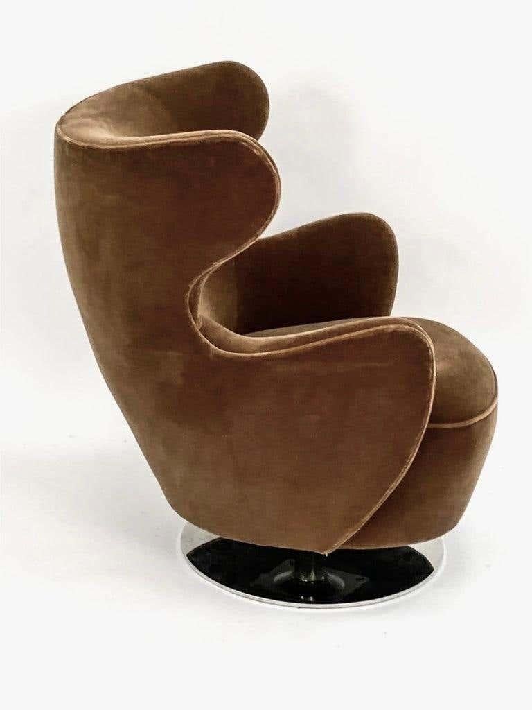Mid-Century Modern Vladimir Kagan 100C-S Mohair Wing Chairs, Polished Nickel