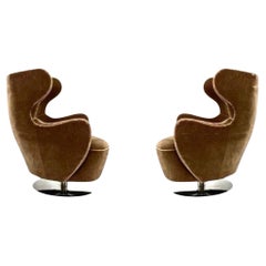 Vladimir Kagan 100C-S Mohair Wing Chairs, Polished Nickel