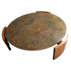 Vladimir Kagan (1927-2016) Patinated Etched Brass Top Teak Coffee Table, 1950s