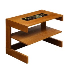 Vladimir Kagan 2-Tier Side Table with Inset Ceramic Tile Top 1950 'Signed'