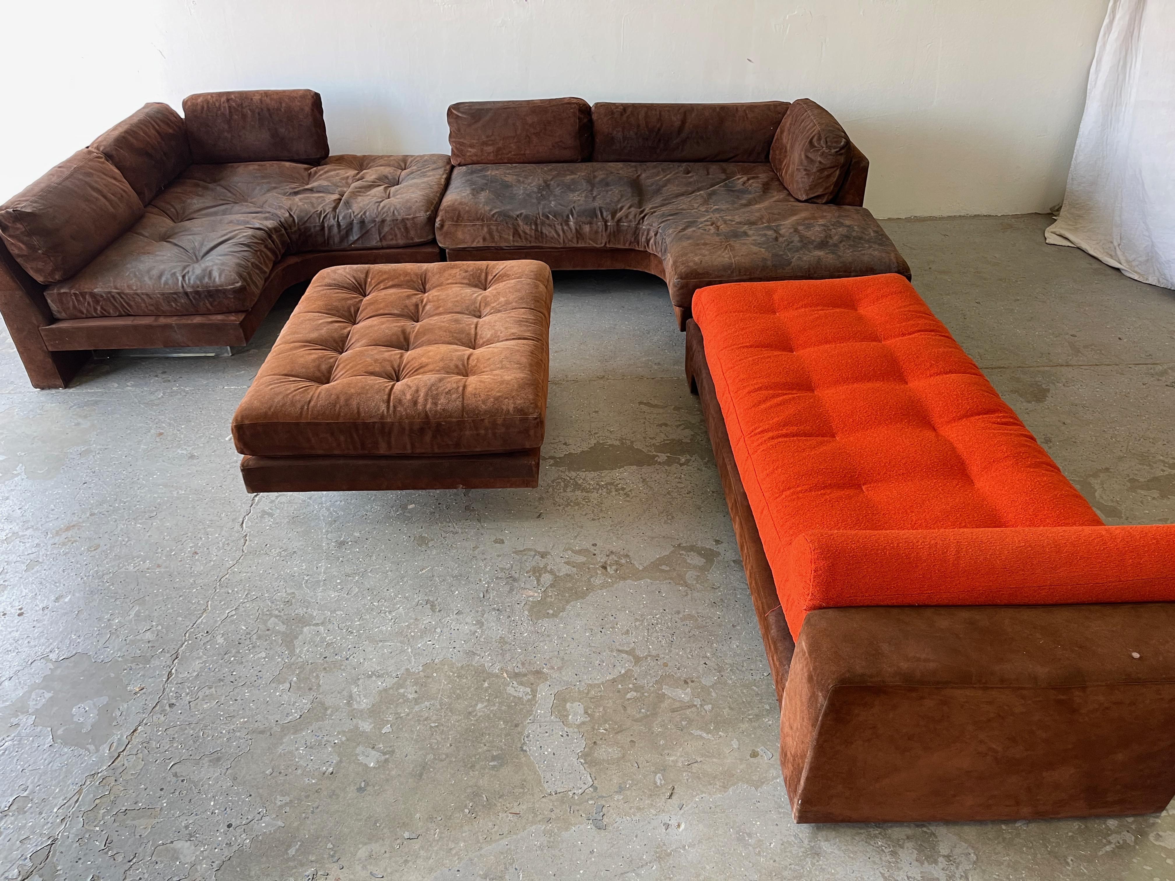 Vladimir Kagan 4 Piece Omnibus Sectional Sofa Mid-Century Modern In Distressed Condition In Las Vegas, NV