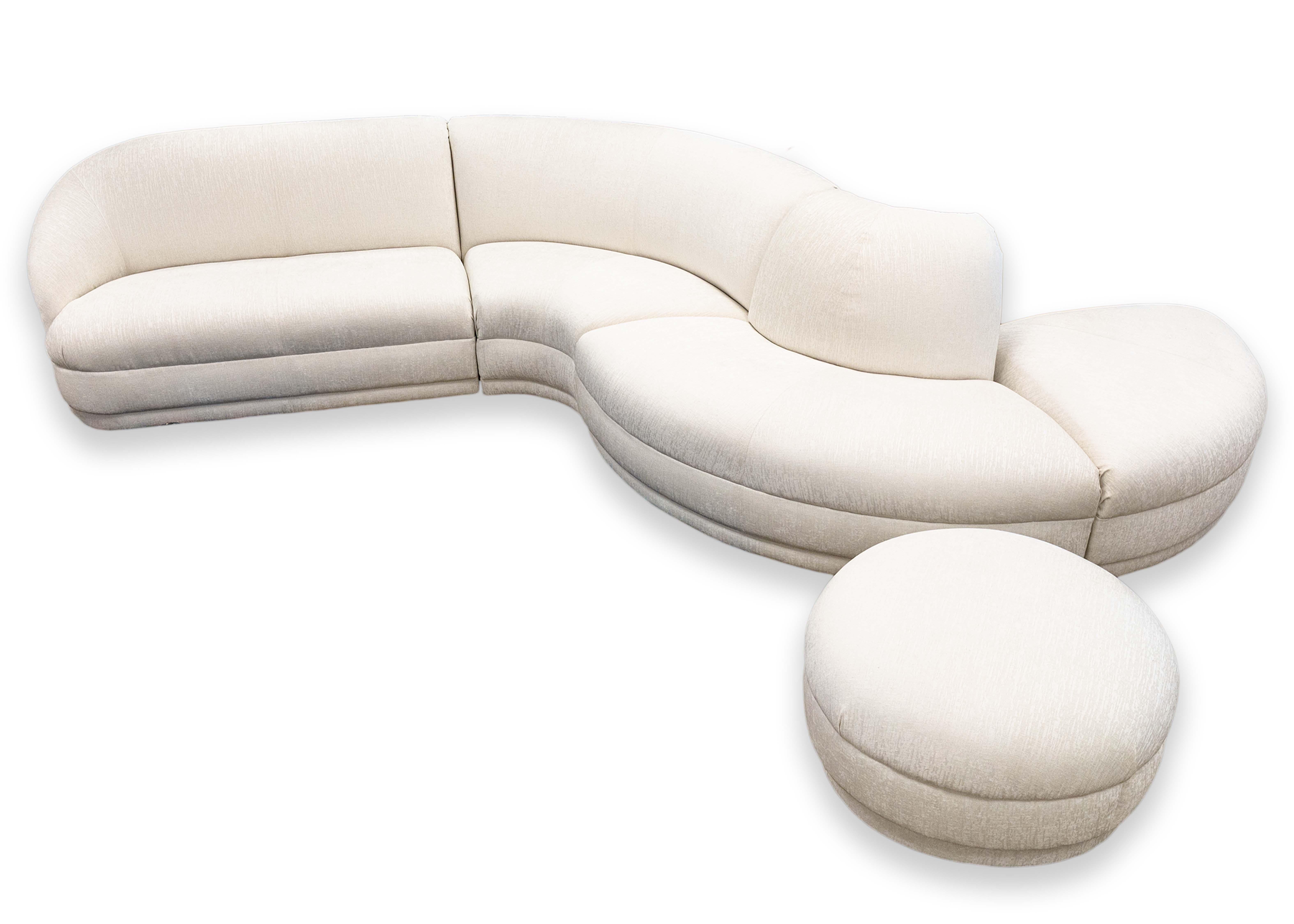Vladimir Kagan 5 pièces canapé sectionnel serpentin avec tissu de neige Maxwell Alameda en vente 8