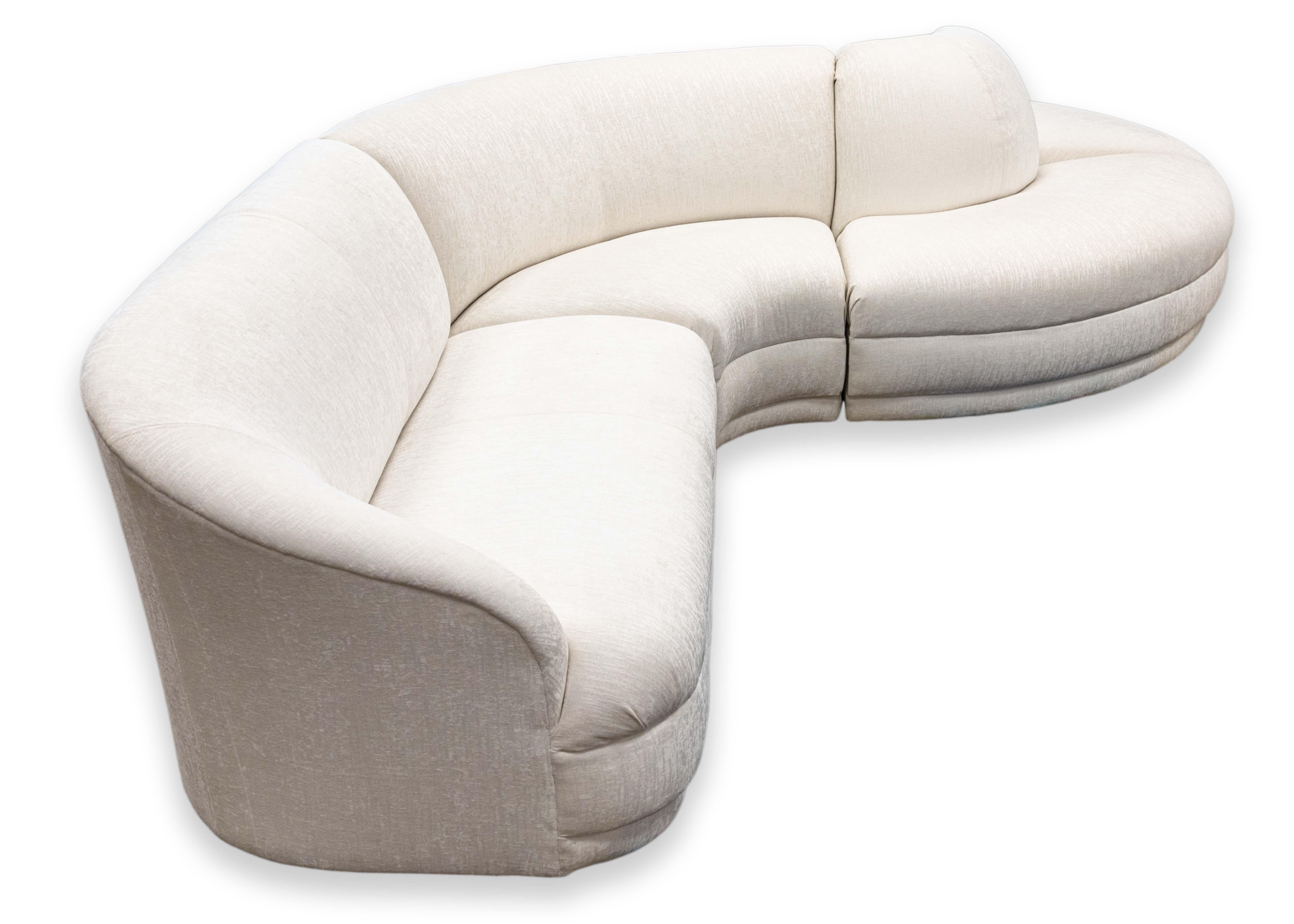 Vladimir Kagan 5 pièces canapé sectionnel serpentin avec tissu de neige Maxwell Alameda en vente 9