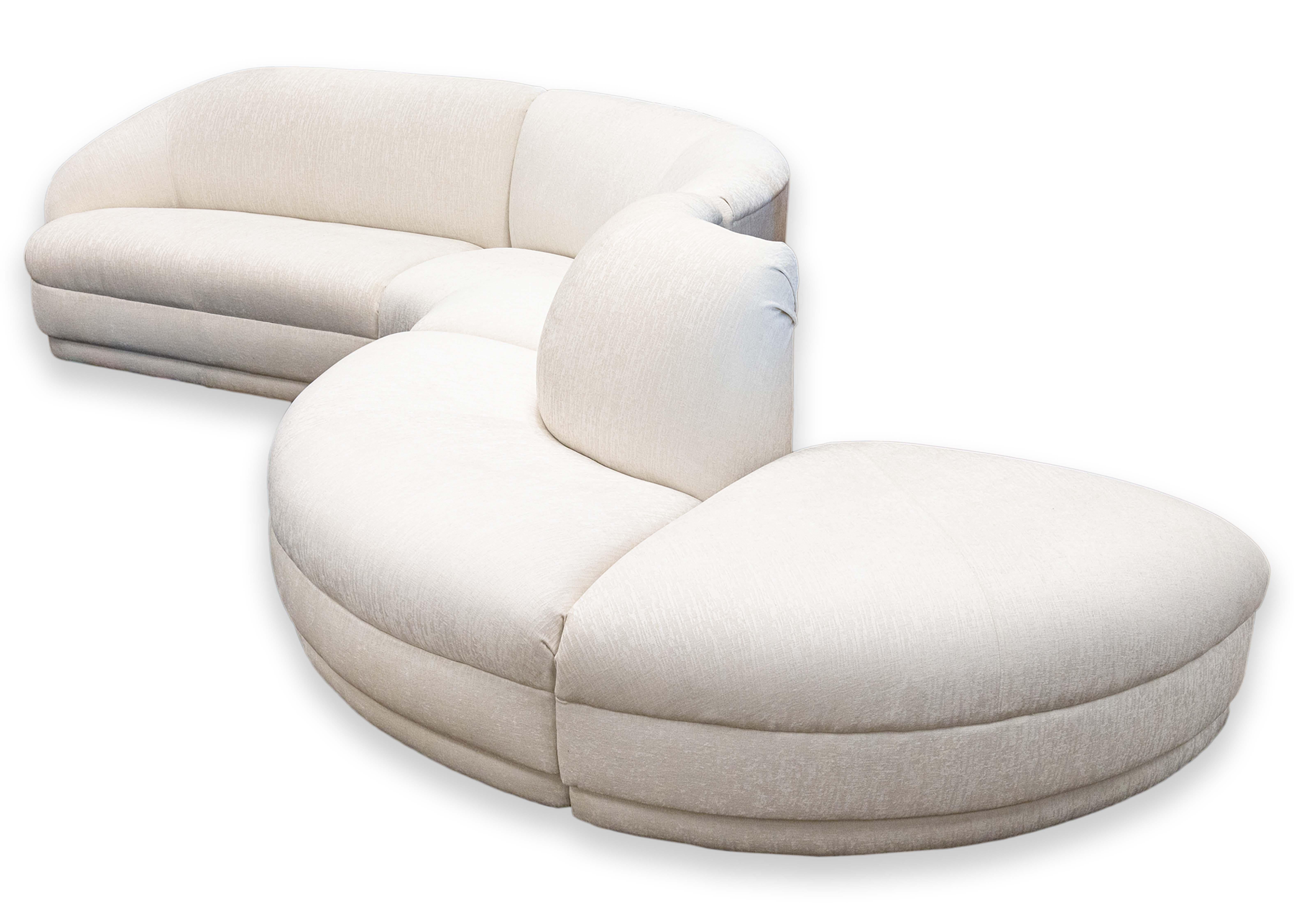 Moderne Vladimir Kagan 5 pièces canapé sectionnel serpentin avec tissu de neige Maxwell Alameda en vente