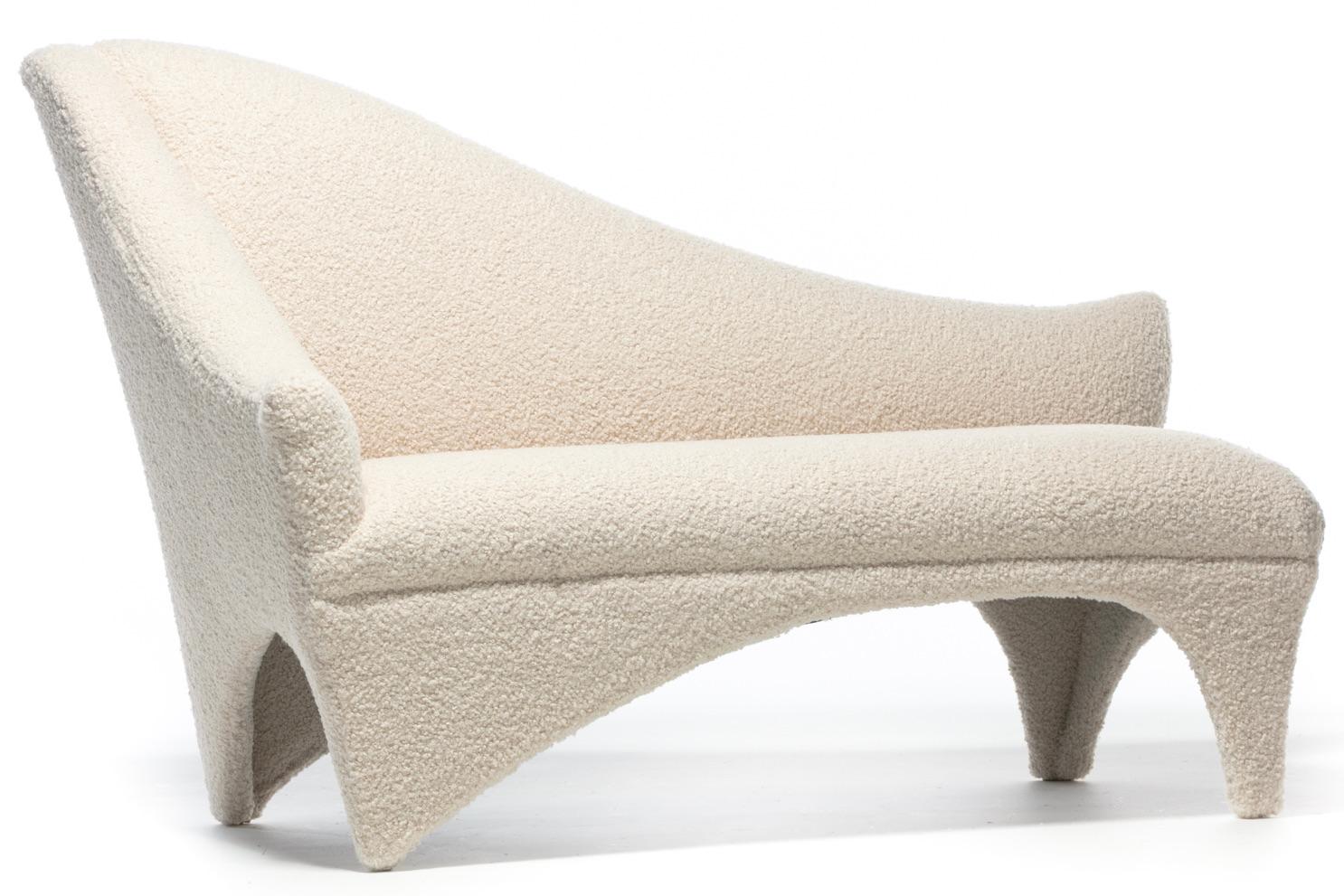 Vladimir Kagan A-Symmetric Settee in Ivory Bouclé by Directional, c. 1991 For Sale 8