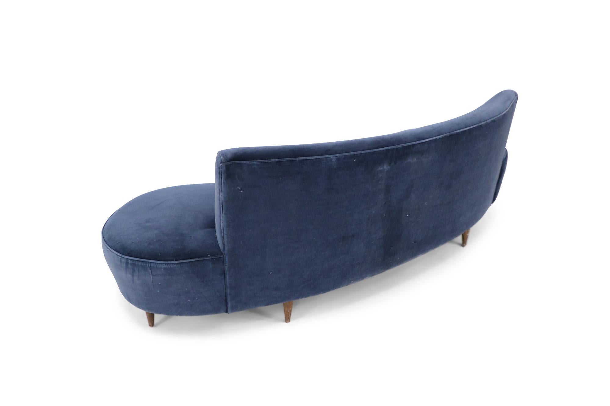 dark blue velvet sofa