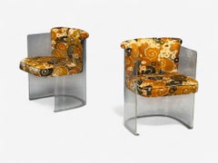 Vladimir Kagan, American Modern, Lucite, Fabric, Armchairs, USA, 1970s