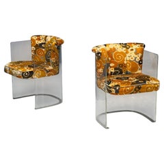 Vladimir Kagan, American Modern, Lucite, Fabric, Armchairs, USA, 1970s