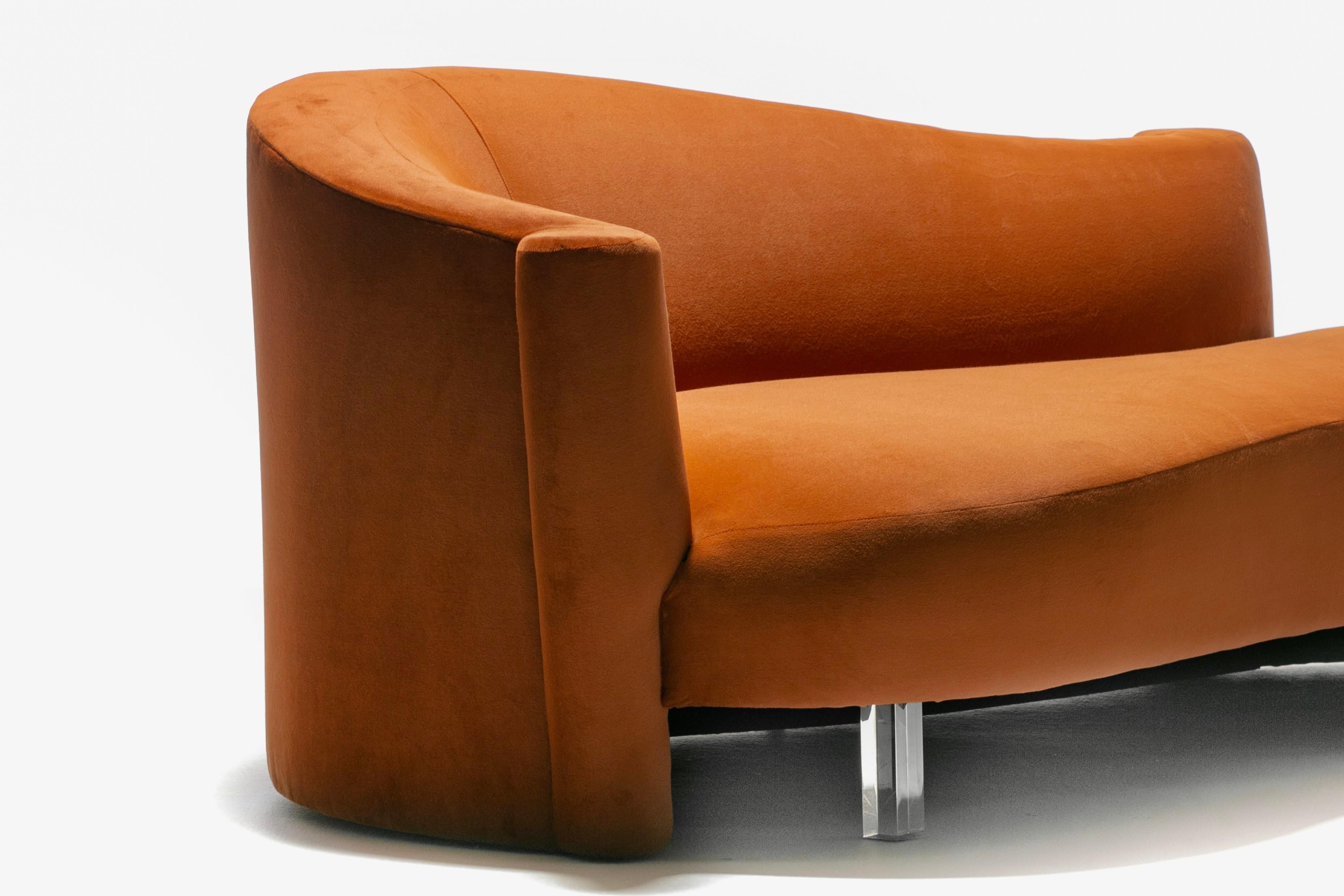 Amorphous Post Modern Serpentine Sofa in Terra Cotta Velvet for Weiman For Sale 6