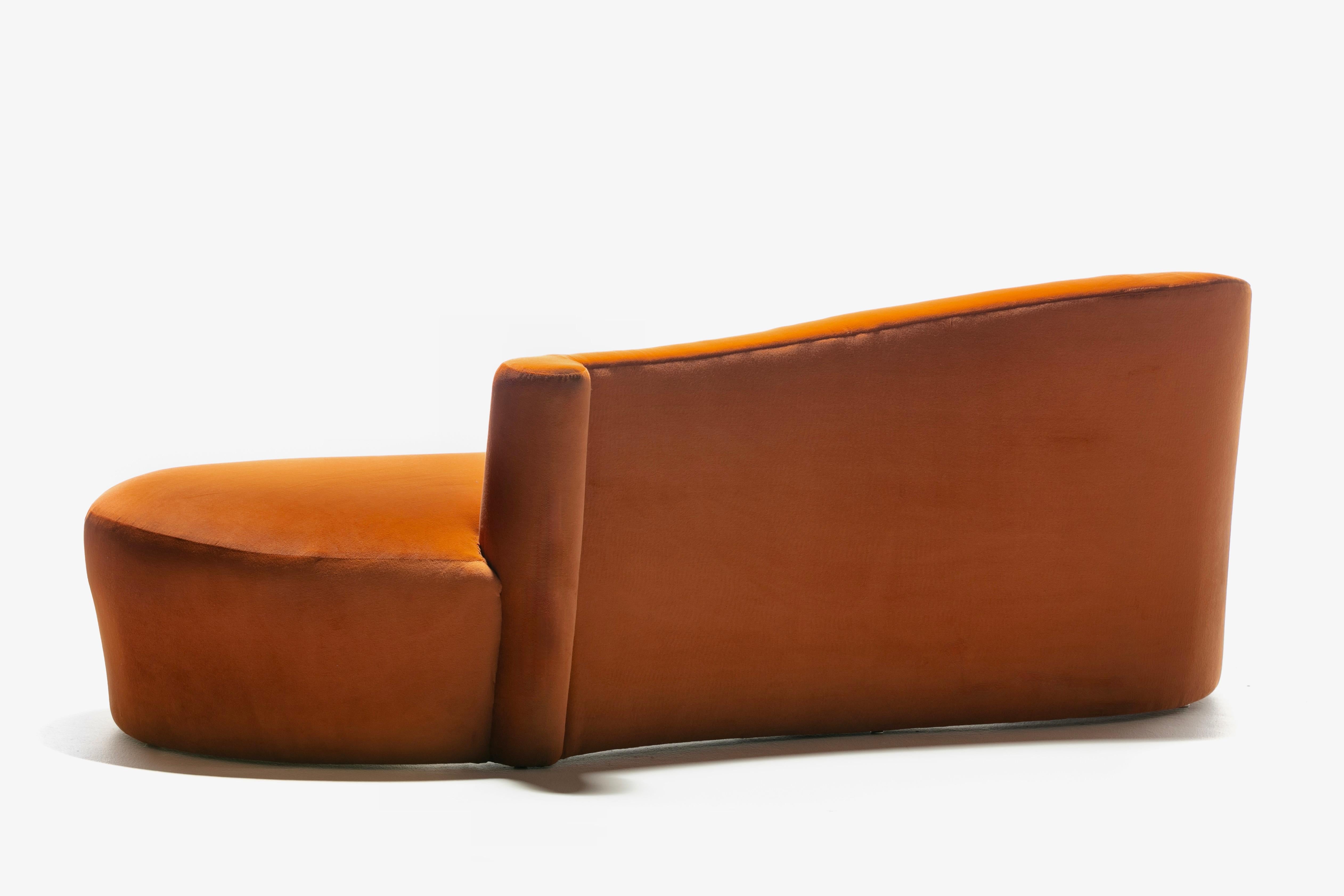 Upholstery Amorphous Post Modern Serpentine Sofa in Terra Cotta Velvet for Weiman For Sale