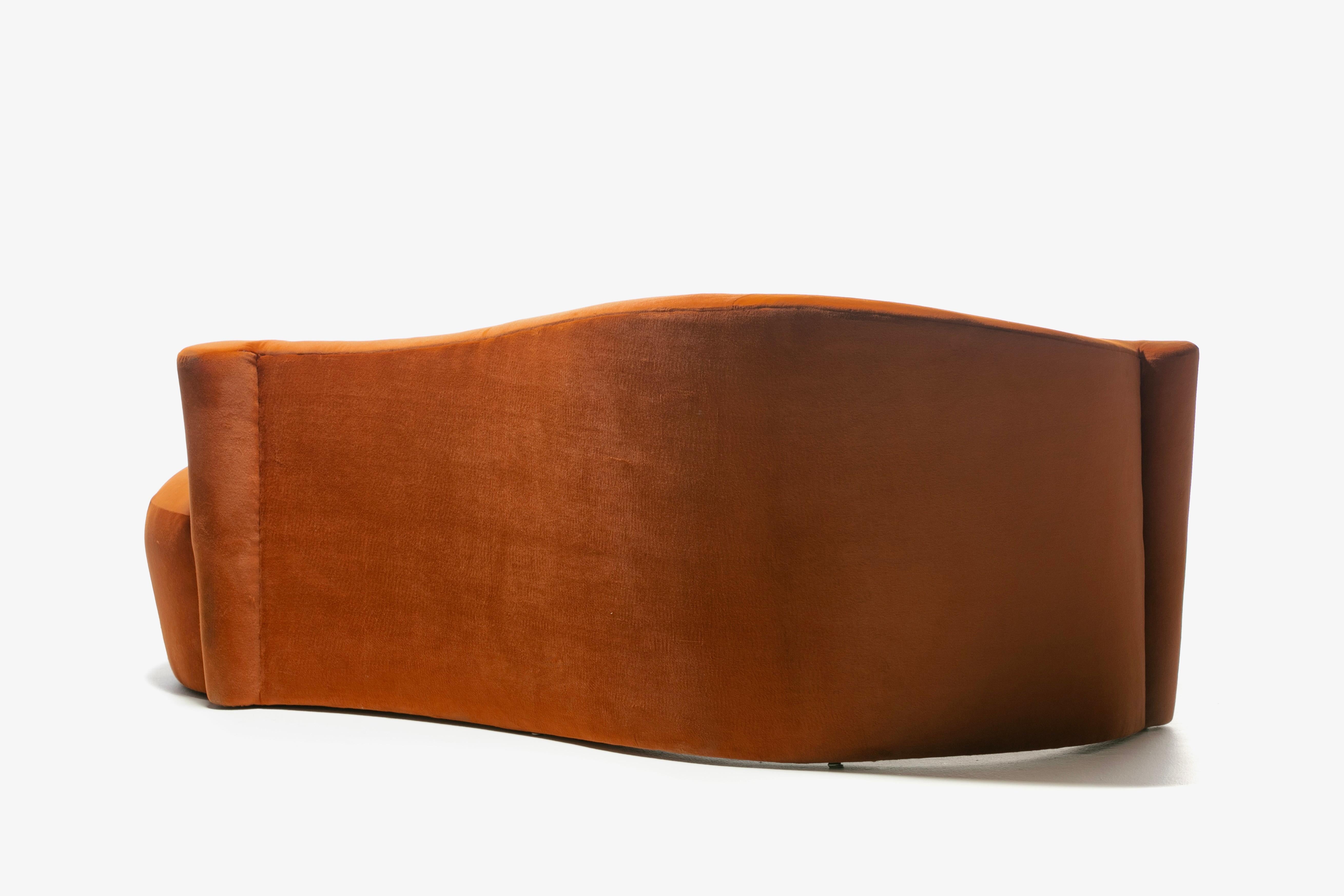 Amorphous Post Modern Serpentine Sofa in Terra Cotta Velvet for Weiman For Sale 2