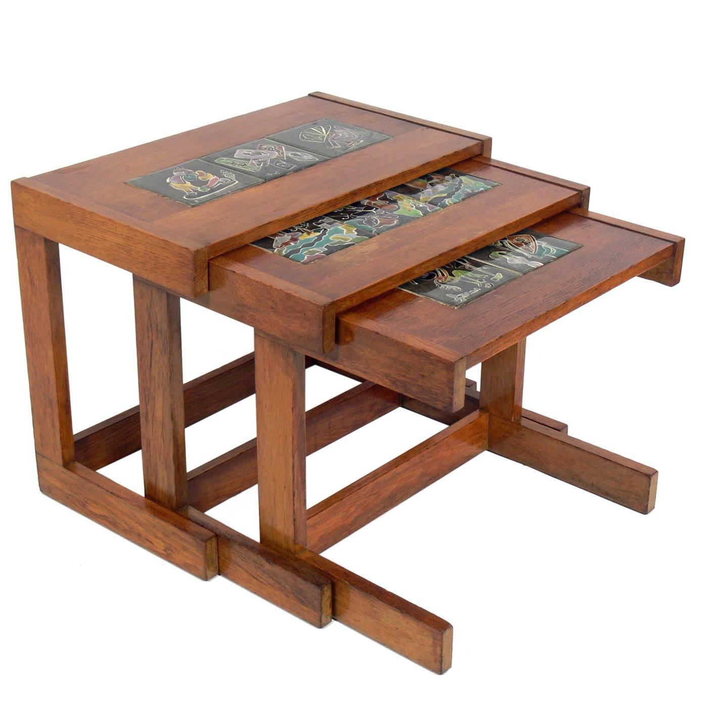 Vladimir Kagan and J. Warner Prins Inlaid Tile Nesting Tables