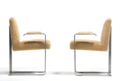 Vladimir Kagan "Tee" Arm Chairs in New Butter Cream Ivory Shearling