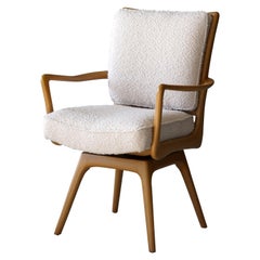 Vladimir Kagan, Armchair / Desk Chair, Wood, White Boucle, Kagan-Dreyfus, 1960s