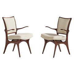 Vladimir Kagan, fauteuils, noyer, tissu, États-Unis, années 1960
